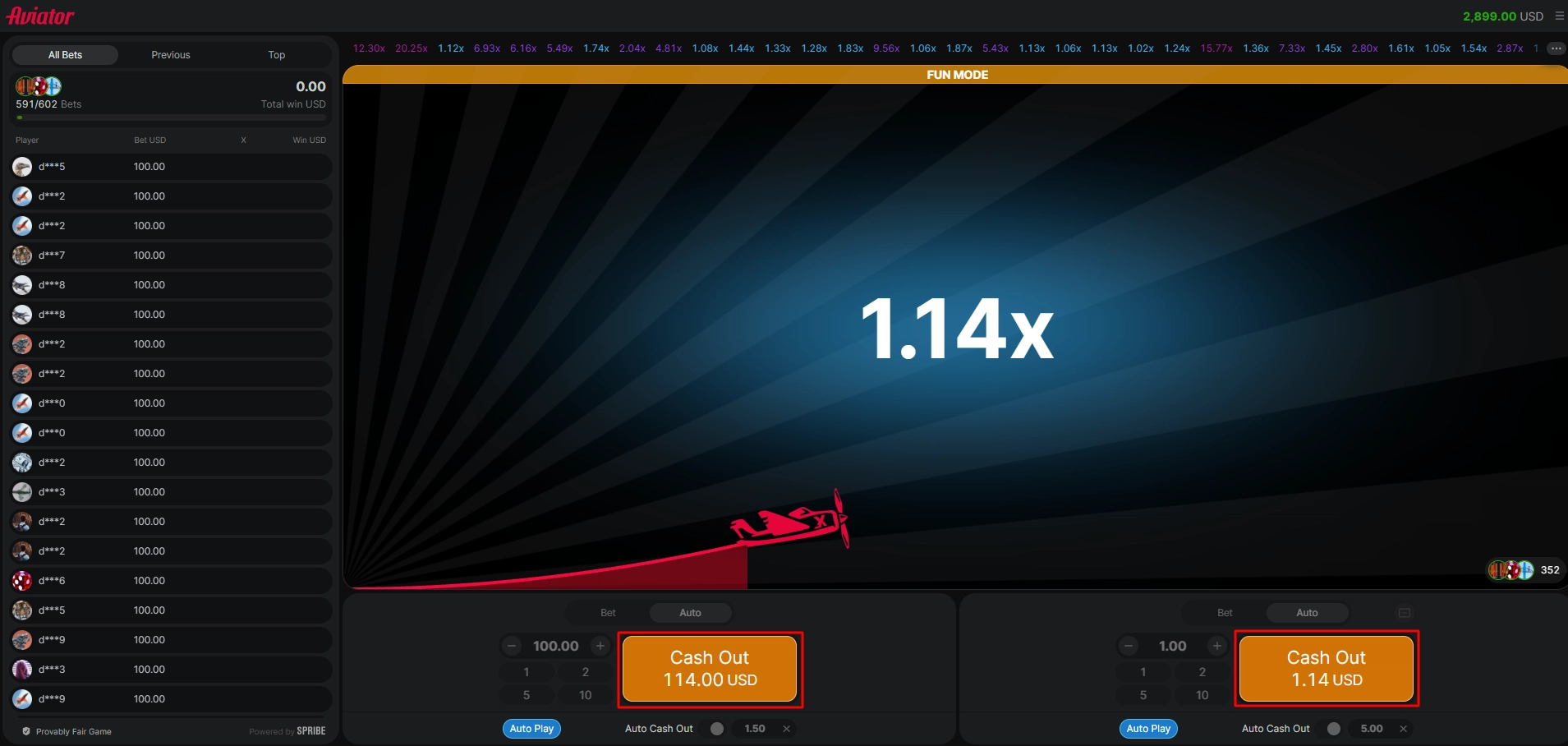 Split betting strategy using one hundred euro and one euro wagers.