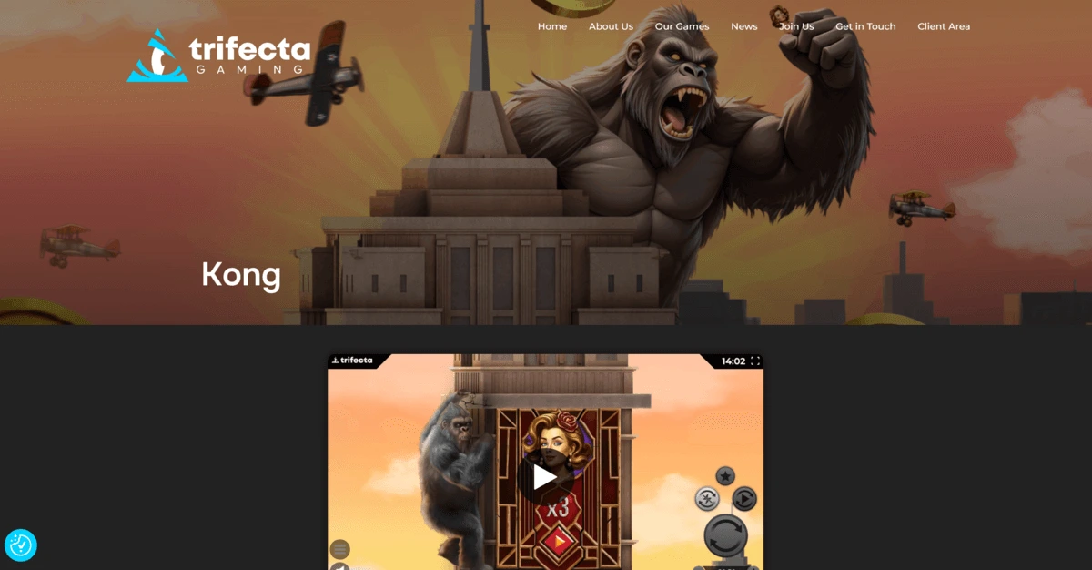 La machine à sous Kong de Trifecta Gaming avec son logo.