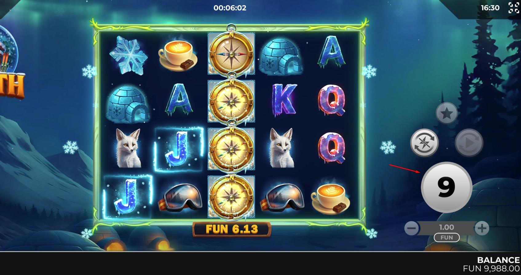 Triggering the exciting Aurora Free Spins bonus round with three Scatters